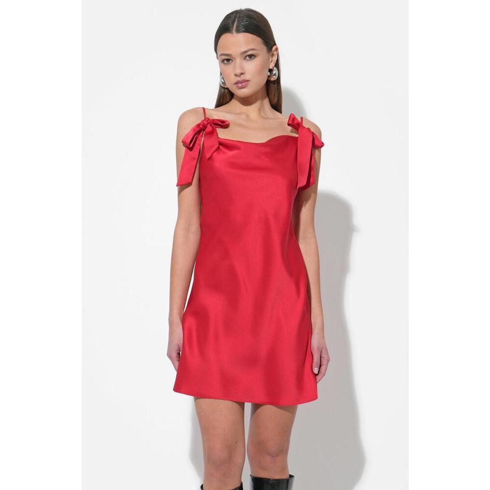 Kia Satin Mini Dress with Bows - Picture 2 of 6